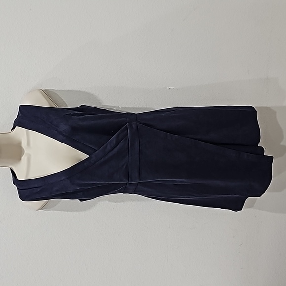 Sugar Lips mini wrap Dress Navy Blue Suede fabric Size M V-Neck NWT - Picture 2 of 14